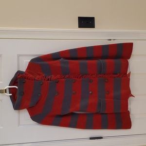 Free People 100% lambswool double breasted jacket with fringe, size xs